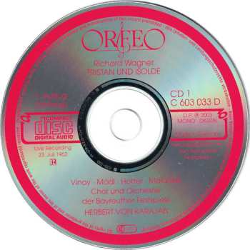 3CD/Zestaw pudełkowy Herbert von Karajan: Tristan Und Isolde : Live Recording 23. Juli 1952