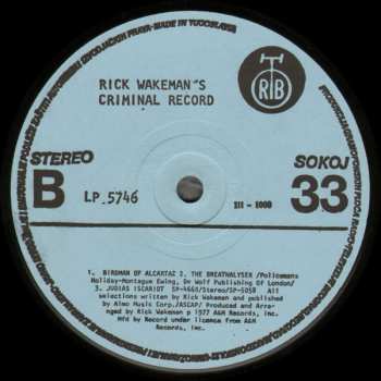 LP Rick Wakeman: Rick Wakeman's Criminal Record