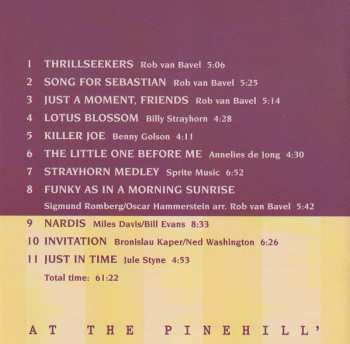 CD Rob Van Bavel: Solo Piano 'Jazz At The Pinehill'