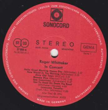 2LP Roger Whittaker: In Concert