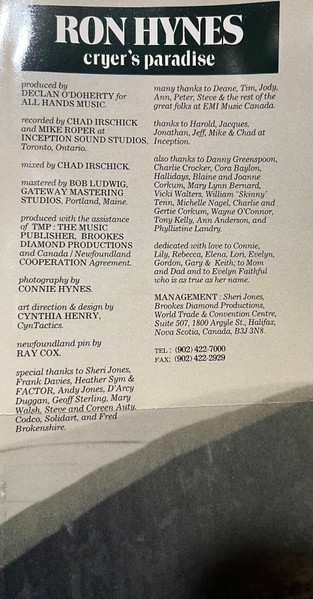 CD Ron Hynes: Cryer's Paradise
