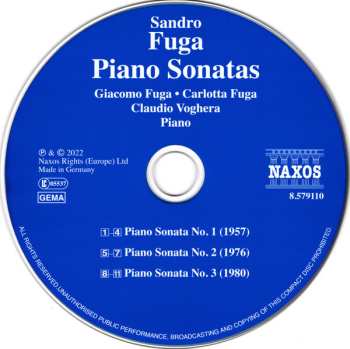 CD Sandro Fuga: Piano Sonatas Nos. 1-3
