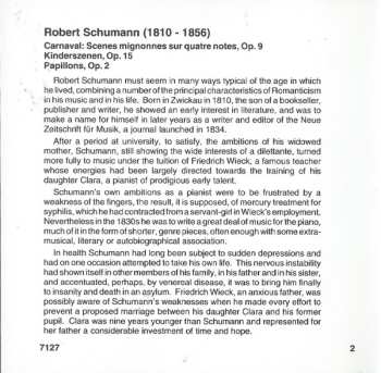 CD Robert Schumann: Carnaval / Kinderszenen / Papillons