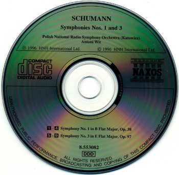 CD Robert Schumann: Symphonies Nos. 1 "Spring" And 3 "Rhenish"