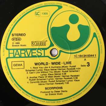 2LP Scorpions: World Wide Live