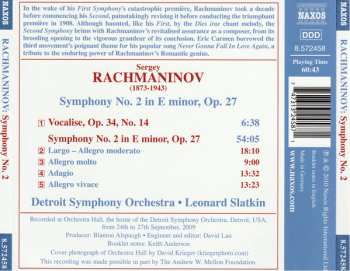 CD Sergei Vasilyevich Rachmaninoff: Symphony No. 2, Op. 27 · Vocalise, Op. 34, No. 14