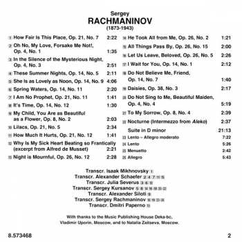 CD Sergei Vasilyevich Rachmaninoff: Rare Piano Transcriptions