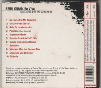 CD Serú Girán: No Llores Por Mi, Argentina