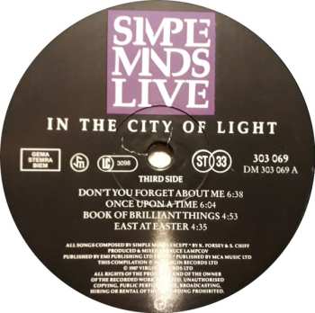 2LP Simple Minds: Live In The City Of Light