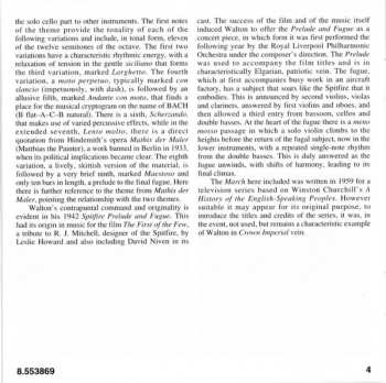 CD Sir William Walton: Spitfire Prelude And Fugue • Sinfonia Concertante • Hindemith Variations