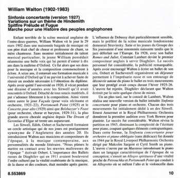 CD Sir William Walton: Spitfire Prelude And Fugue • Sinfonia Concertante • Hindemith Variations