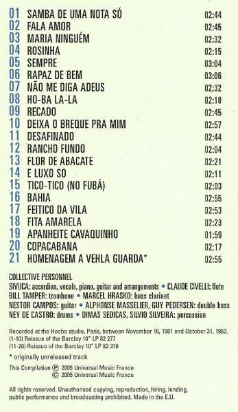 CD Sivuca: Samba Nouvelle Vague