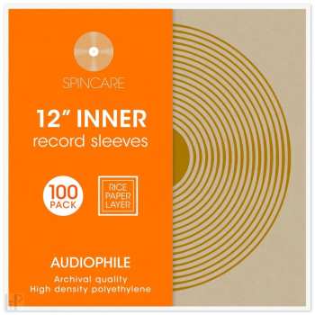 Technologia audio Spincare Audiophile 12 Inch Inner Vinyl Record Sleeves - 100 Ks