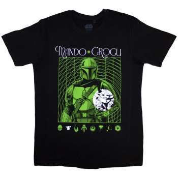 Merch Star Wars: Koszulka The Mandalorian Mando & Grogu Neon
