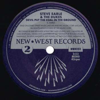 SP Steve Earle & The Dukes: Times Like These / The Devil Put The Coal In The Ground LTD