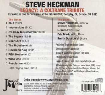 CD Steve Heckman: Legacy: A Coltrane Tribute