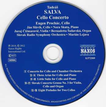 CD Tadeáš Salva: Cello Concerto / Three Arias