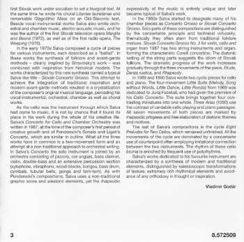 CD Tadeáš Salva: Cello Concerto / Three Arias