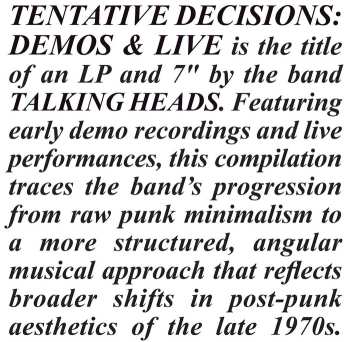 Album Talking Heads: Tentative Decisions: Demos & Live