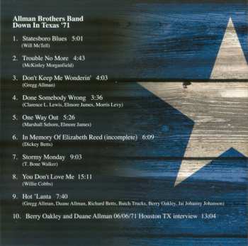 CD The Allman Brothers Band: Down-In Texas '71