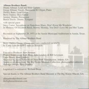 CD The Allman Brothers Band: Down-In Texas '71
