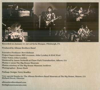 CD The Allman Brothers Band: Syria Mosque Pittsburgh, PA January 17, 1971