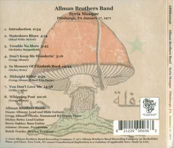 CD The Allman Brothers Band: Syria Mosque Pittsburgh, PA January 17, 1971