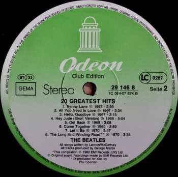 LP The Beatles: 20 Greatest Hits