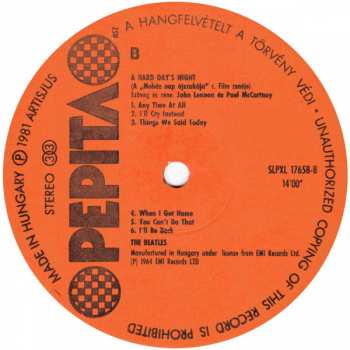 LP The Beatles: A Hard Day's Night