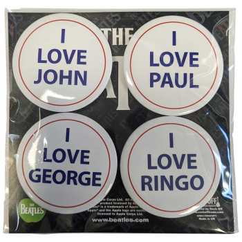 Merch The Beatles: Zestaw Odznak I Love 4 Pack Large