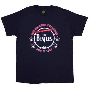 Merch The Beatles: The Beatles Unisex T-shirt: Washington '64 Drum (navy Blue) (small) S
