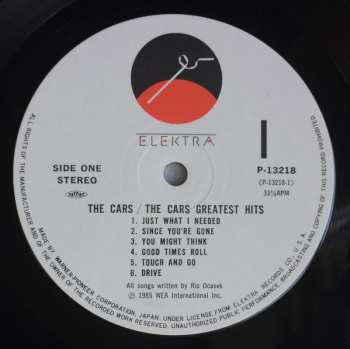 LP The Cars: The Cars Greatest Hits