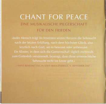CD The Cistercian Monks Of Stift Heiligenkreuz: Chant - For Peace