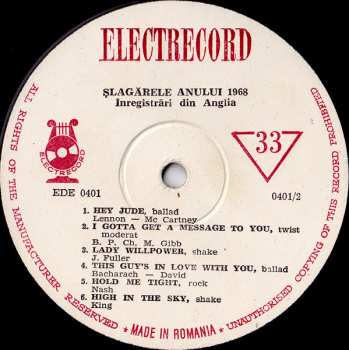 LP The Clive Allan Orchestra And Singers: Șlagărele Anului 1968