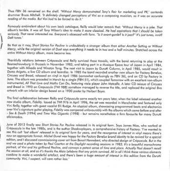 2CD The Durutti Column: Short Stories For Pauline