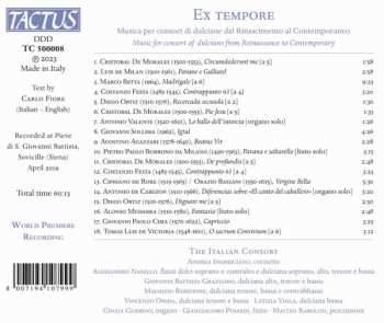 CD The Italian Consort: Ex Tempore - Musica Per Consort Di Dulciane Dal Rinascimento Al Contemporaneo