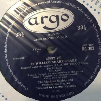 4LP/Zestaw pudełkowy The Marlowe Dramatic Society And Professional Players: Henry VIII