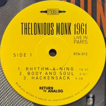 LP Thelonious Monk: 1961 Live In Paris LTD | NUM | CLR