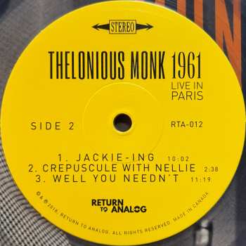 LP Thelonious Monk: 1961 Live In Paris LTD | NUM | CLR