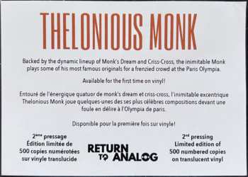 LP Thelonious Monk: 1961 Live In Paris LTD | NUM | CLR