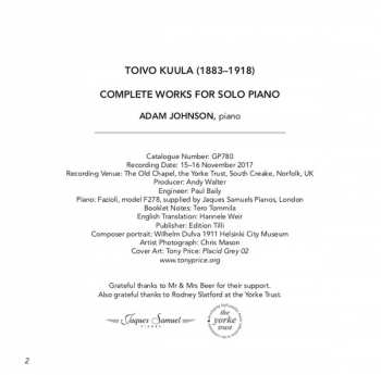 CD Toivo Kuula: Complete Works For Solo Piano