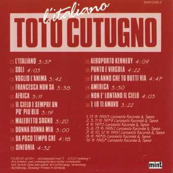 CD Toto Cutugno: L'Italiano