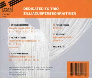 CD Stråktrion ZilliacusPerssonRaitinen: Dedicated To Trio ZilliacusPerssonRaitinen