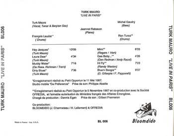 CD Turk Mauro: Live In Paris (Recorded at "Le Petit Opportun")