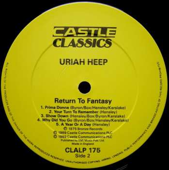 LP Uriah Heep: Return To Fantasy