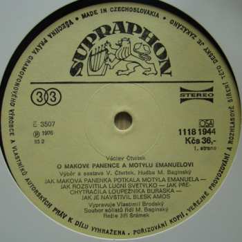 LP Václav Čtvrtek: O Makové Panence A Motýlu Emanuelovi