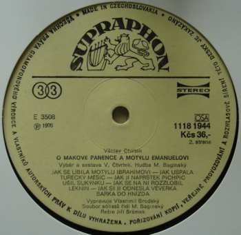 LP Václav Čtvrtek: O Makové Panence A Motýlu Emanuelovi