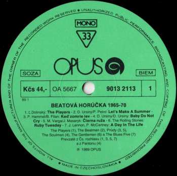 LP Various: Beatová Horúčka 1965-70