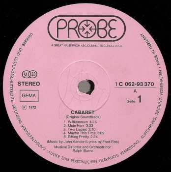 LP Various: Cabaret - Original Soundtrack Recording