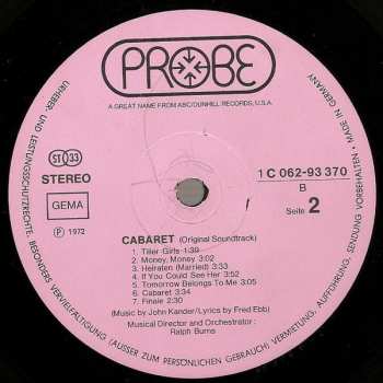 LP Various: Cabaret - Original Soundtrack Recording